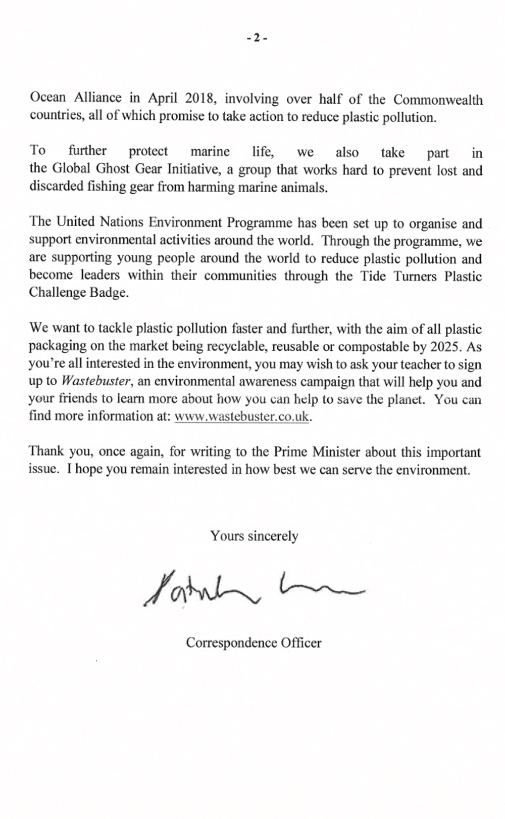 Yr 7 Environmental Letters – Alsager School